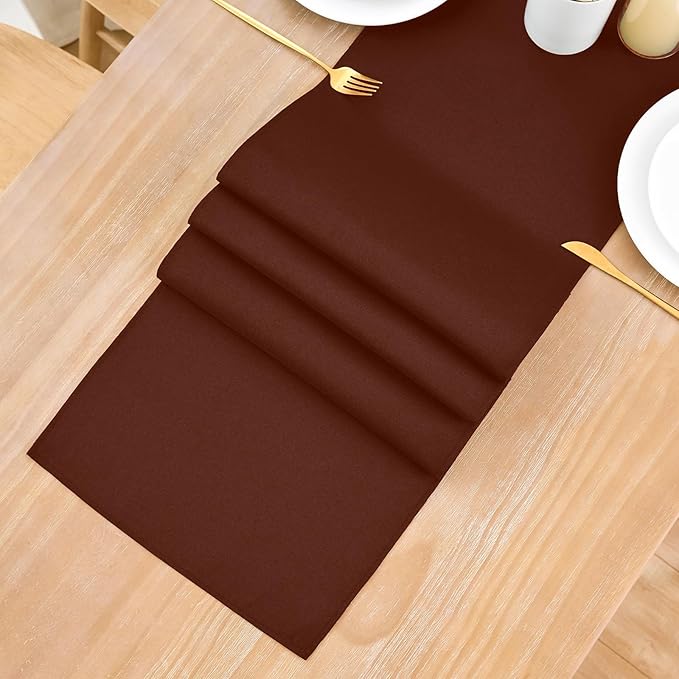 2 Pack Chocolate Table Runner 12 x 72 Inch Solid Color Farmhouse Runners Coffee - Image 8