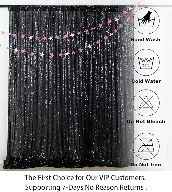 ShinyBeauty 10x10FT Black Sequin Backdrop | Photography & Wedding Background | - Image 5