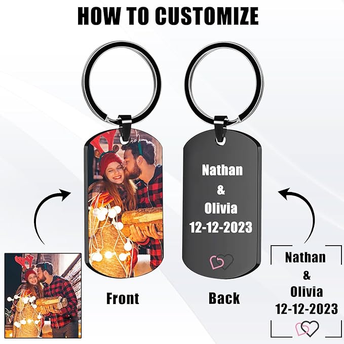 Custom Keychain with Picture, Personalized Keychain with Engraving Photo/Text - Image 2