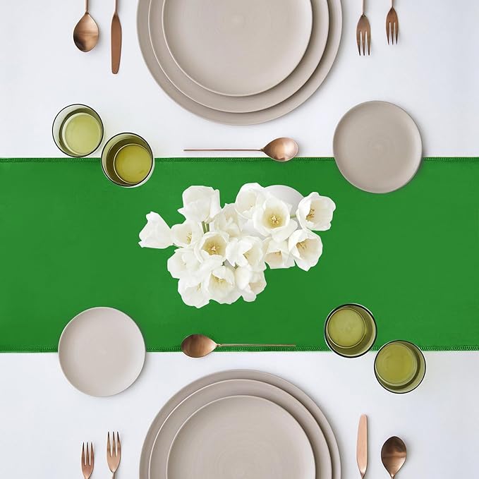 10 Pack Satin Table Runner 12 x 108 Inch Long Emerald Silk Table Runner - Image 6