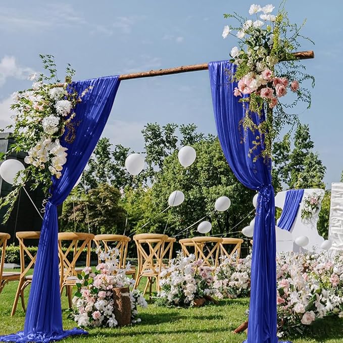 Royal Blue Wedding Arch Draping Fabric 2 Panels 29" x 20 FT Blue Wedding Drapes by DeZerlor