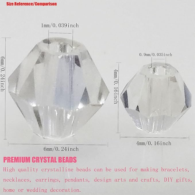 6mm Bicone 450Pcs White AB Crystal Glass Beads Faceted Bicone Shape Crystal - Image 5