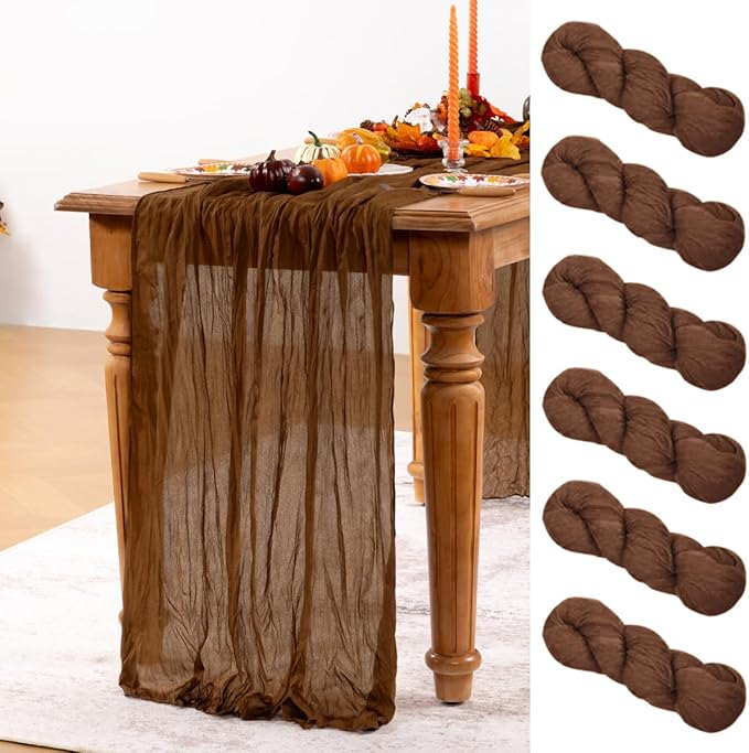 Brown Cheesecloth Table Runner Tan 6 Pack Fall Table Runners Boho Gauze 120 by DeZerlor