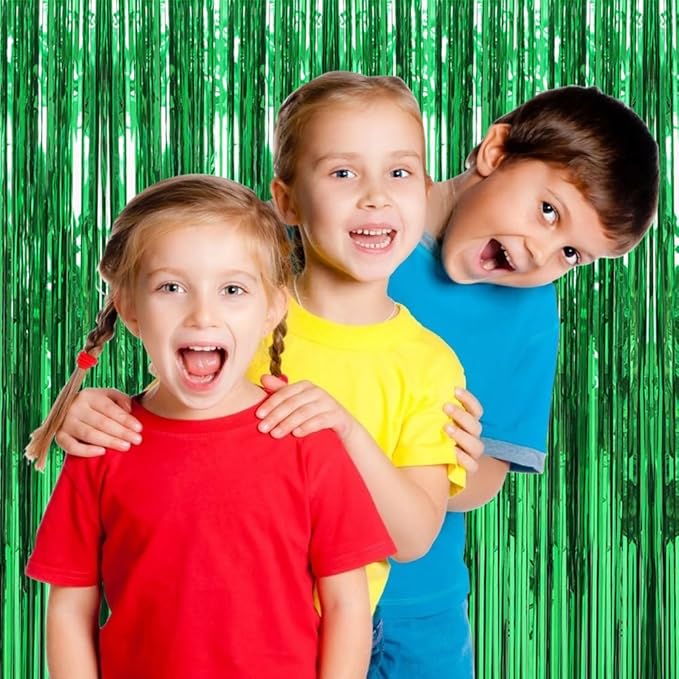 3 Pack Green Backdrop Tinsel Curtain Party Streamers Jungle Party Decorations - Image 4