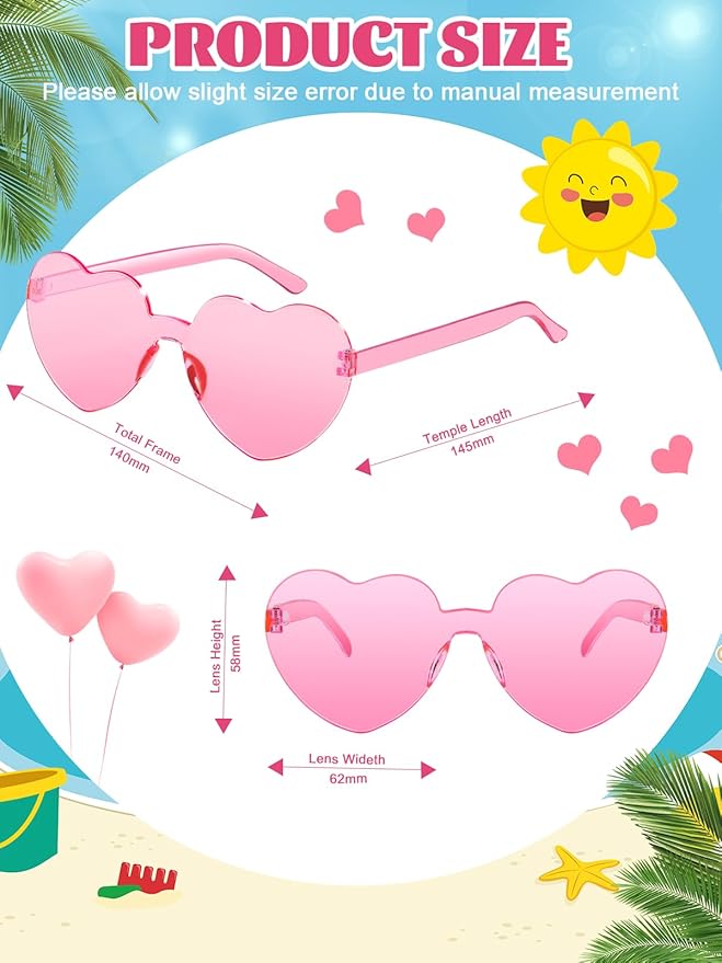 12 Pairs Heart Shaped Sunglasses - Image 2