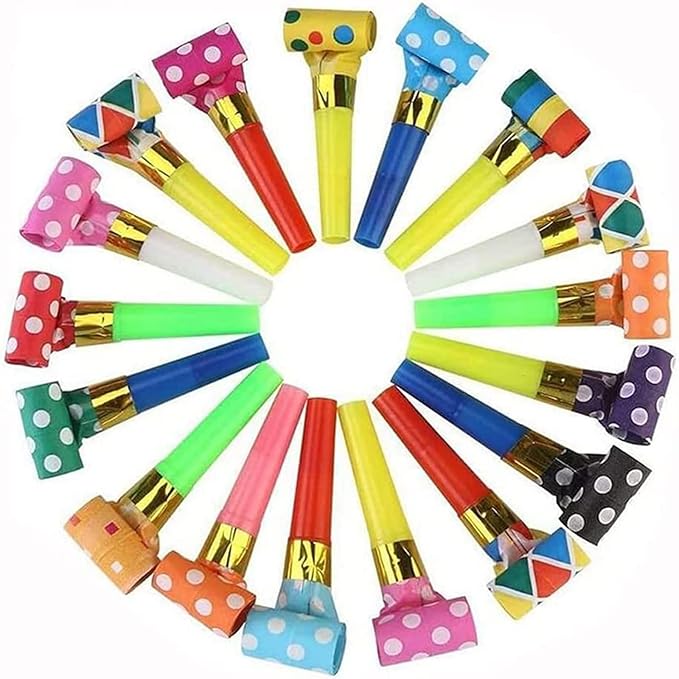 25 PCS Party Blower Blowouts Noisemakers Funny Blow Horns Colorful Birthday by DEMOCRATIDO