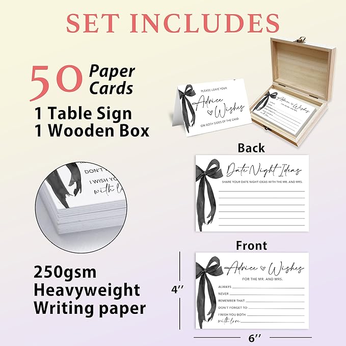 50 Pcs Advice and Wishes for the Mr and Mrs Cards in Box - Image 2