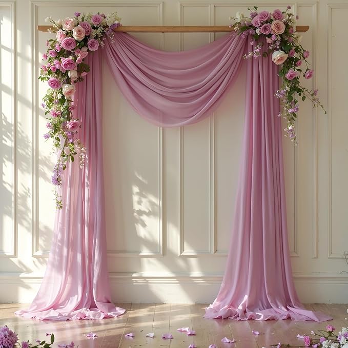 Wedding Arch Draping Fabric, 1 Panel 28" x 19Ft Dusty Rose Arch Drapes Sheer by Partisky