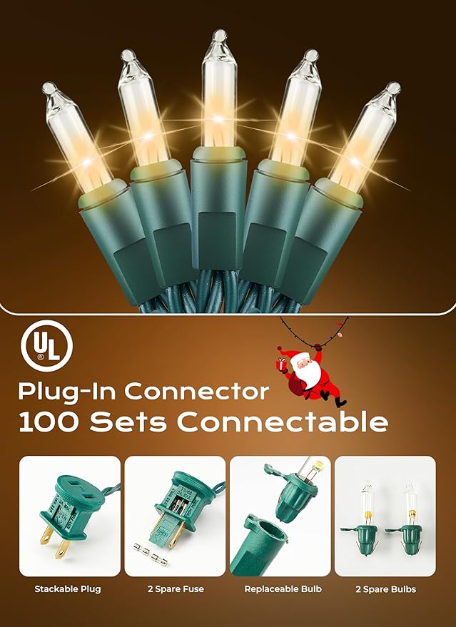 Minetom LED Clear Christmas String Lights, Christmas Decorations Indoor - Image 4