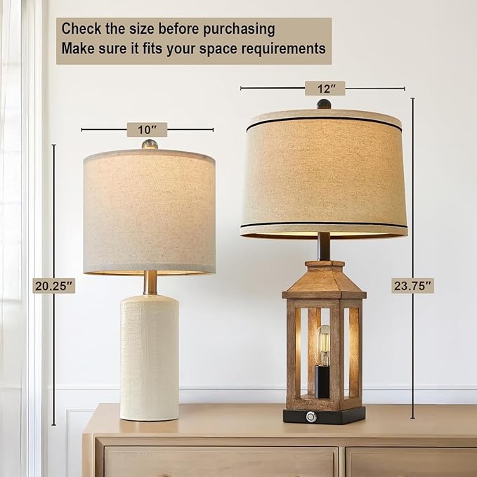 20.25" Small Single Table Lamp for Bedroom Modern Ceramic Nightstand Lamp - Image 2
