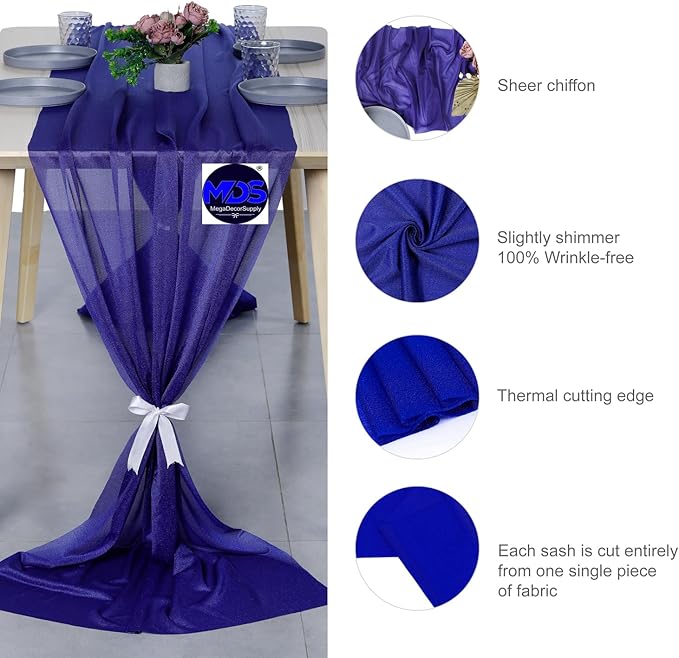 MDS 25 Pack 10ft Chiffon Table Runner 29 x 120 Inches Sheer Wedding Runner - Image 6