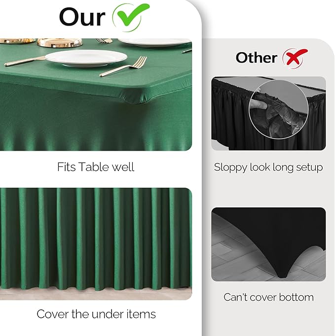 Wish Care 2 Pack Hunter Green Stretch Spandex Table Clothes - Image 3