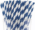 Pack of 900 Navy Blue Swirls Biodegradable 4-Ply Paper Drinking Straws by Stephanie+Imports