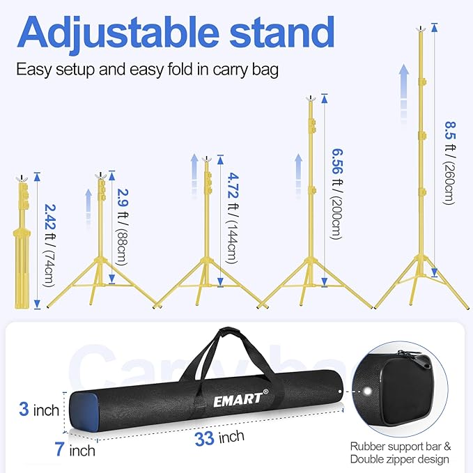 EMART Backdrop Stand, 20x7ft Large Adjustable Background Support System - Image 7