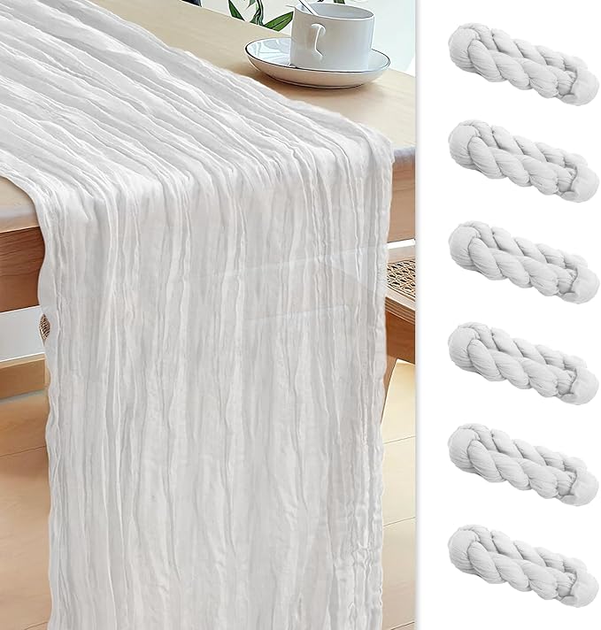 Le courant 6pcs 10Ft Cheesecloth Table Runner, Rustic Boho Gauze Cheese Cloth by Unknown