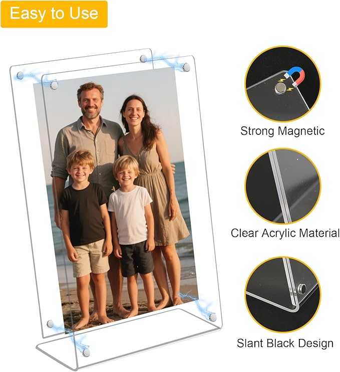 6 Pack Acrylic Picture Frame 5x7 inch, Magnetic Photo Frames, Standing Photo - Image 3