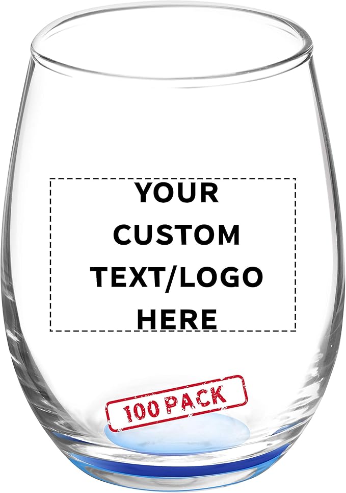 Custom Stemless Wine Glasses by ARC 5.5 oz. Set of 100, Personalized Bulk Pack by DISCOUNTPROMOS