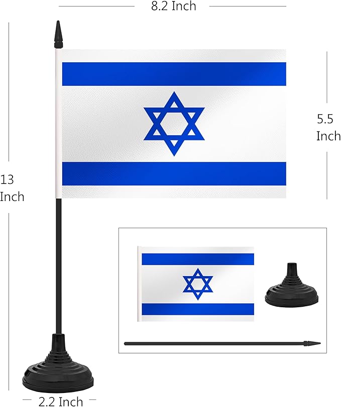 12 Pack Israel Desk Flag Set, Israeli Table Office Flag, Small Miniature - Image 2