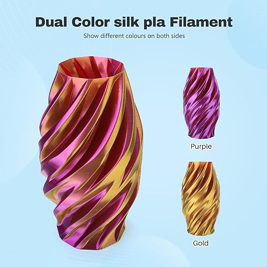 Silk PLA Filament 1.75mm Purple Gold Dual Color PLA 3D Printer Filament 2 in 1 - Image 2