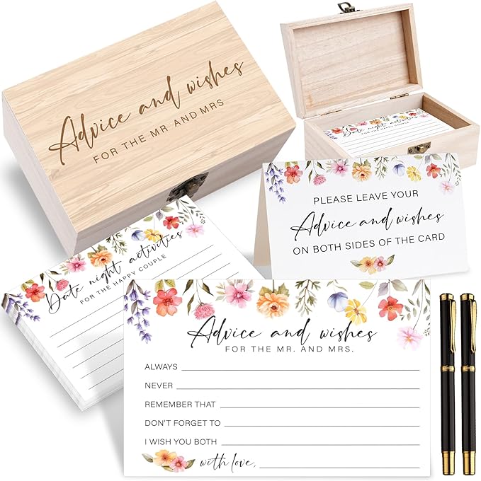 85 Pcs Advice and Wishes Cards Wooden Box Set by JectivsPartyDecorations