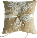 QIRMIZI Vintage Rustic Burlap Ring Bearer Pillow by QIRMIZI