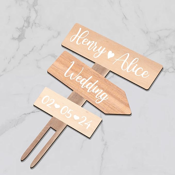 Personalized Rustic Wedding Cake Topper in Wood Custom Bride & Groom Names - Image 4