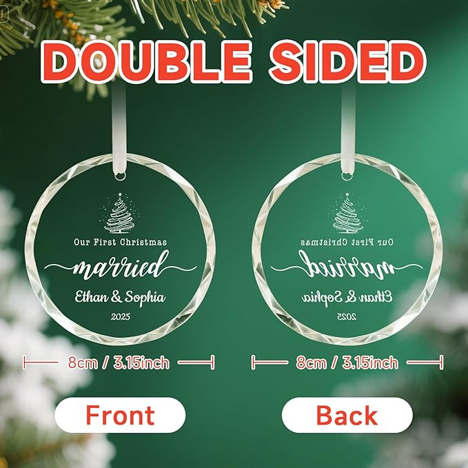 First Christmas Married Ornament 2025, Bridal Shower Gifts, Custom Christmas - Image 2