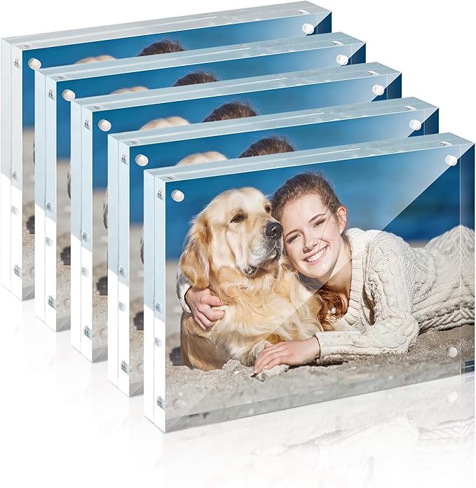 TWING 5 x 7 Inch 5 Pack Acrylic Photo Frame Horizontal Magnet Double Sided by TwingRepublic
