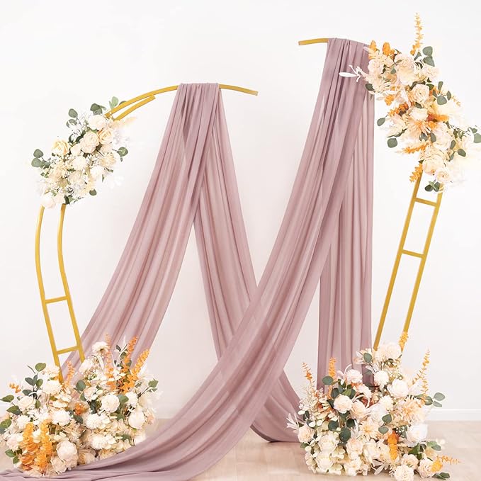 Socomi Wedding Arch Draping Fabric 1 Panel 29" x 19Ft Dusty Rose Sheer Chiffon - Image 4
