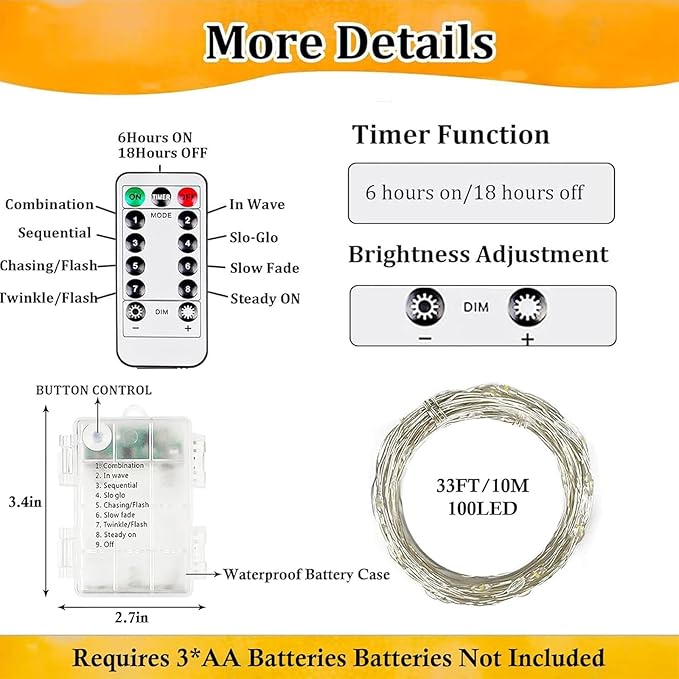 2-Pack Fairy Lights Battery Operated - Image 7