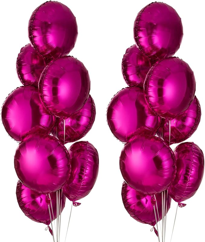 Hot Pink Round Balloon 18 Inches Foil Balloons Mylar Helium Balloons - Image 2