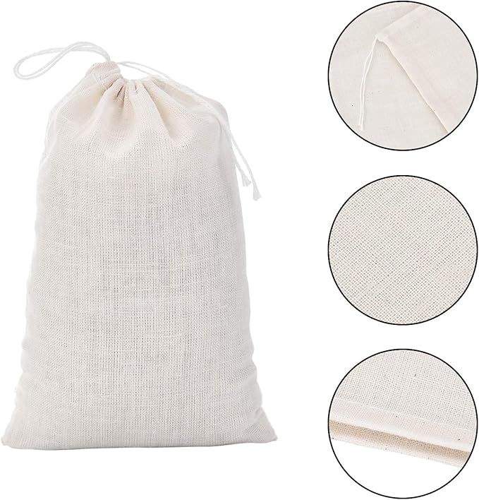 Tatuo 200 Pack Muslin Bags Burlap Drawstring sachet Bags Multipurpose Canvas - Image 3
