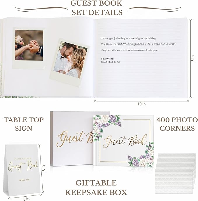 Wedding Guest Book for Guests to Sign, Elegant Wedding Guestbook Ideas - Image 3