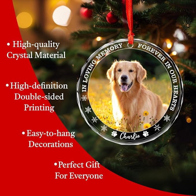 Personalized Dog Memorial Glass Ornaments, Pet Sympathy Gifts, Pet Remembrance - Image 5