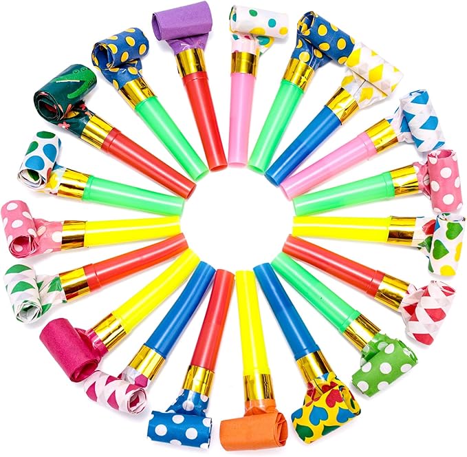 LovesTown 40PCS Party Blowers, Colorful Birthday Noisemakers Birthday Blow by Lovestown