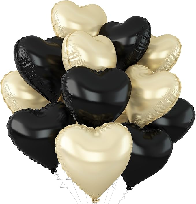 Black Gold Heart Balloons by Adorely