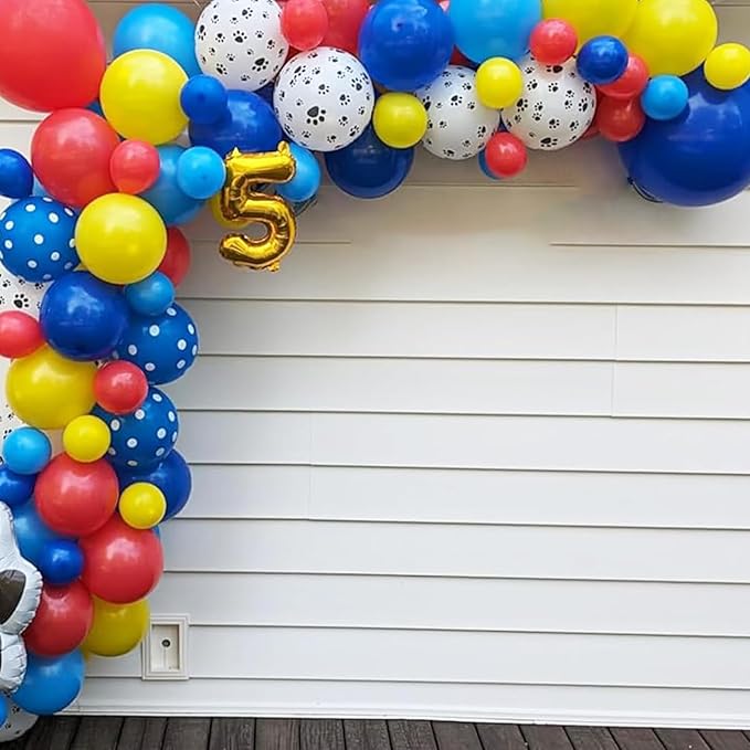 Dog Paw Balloons, 12 Inch Carnival Circus Balloons Red Yellow Blue and White - Image 6