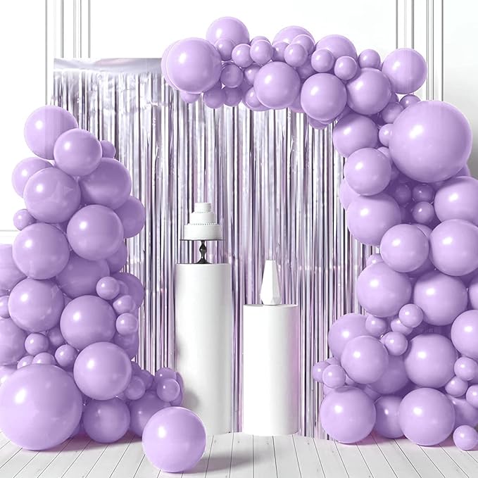 3 Pack 3.3 x 8.2 ft Light Purple Foil Fringe Backdrop Curtains, Tinsel - Image 5