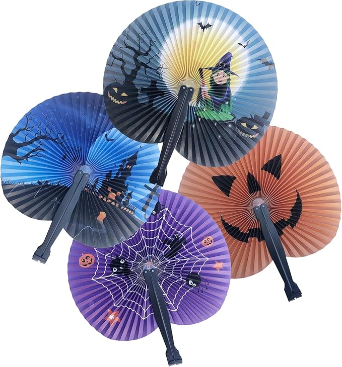20 Pack Halloween Party Decoration Handheld Folding Paper Fan Bulk Set by Bestage