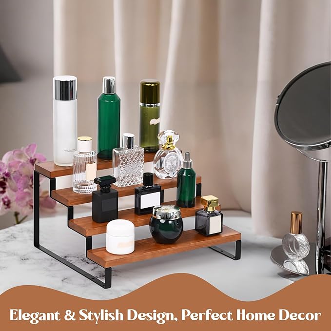 4 Tier Wooden Display Riser Stand Perfume Organizer - Image 3