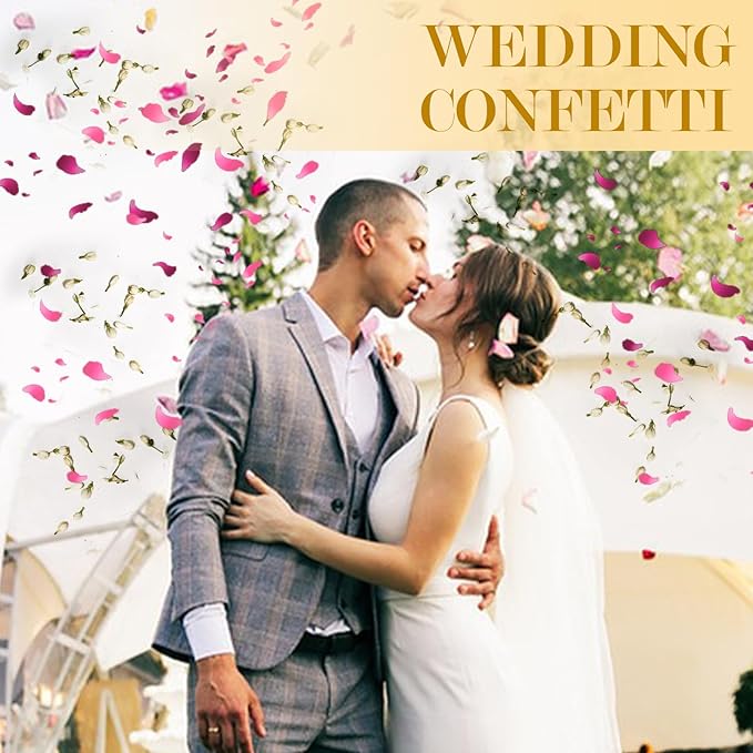 20+ Cups Mix Real Rose Petals Biodegradable Wedding Confetti, 2 QT of Pink Red - Image 2