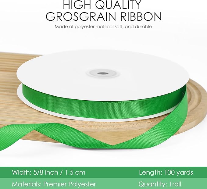 100 Yards 5/8 inch Grosgrain Ribbon, Solid Color Fabric Ribbon Perfect - Image 2