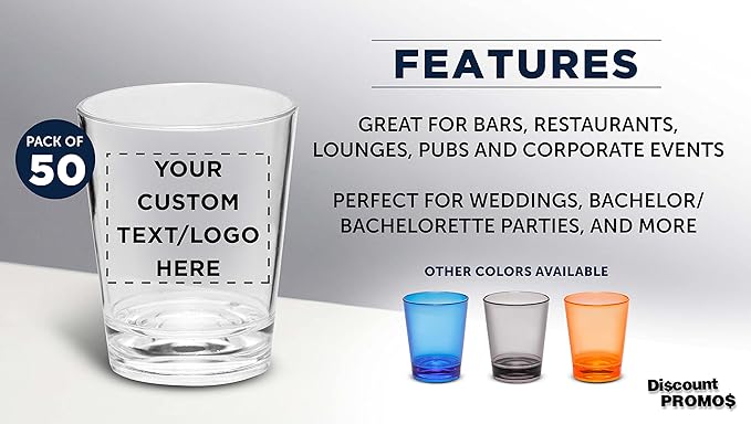 DISCOUNT PROMOS Custom Translucent Plastic Shot Glasses 1.5 oz. Set of 50 - Image 2