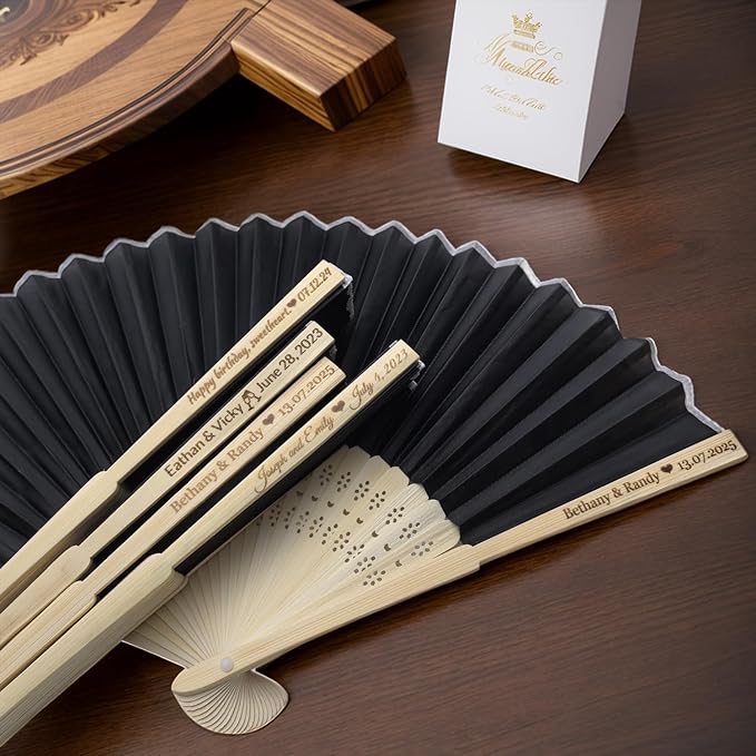 25Pcs Personalized Silk Fans Folding Hand Fan, Custom Wedding Bridal Party - Image 3