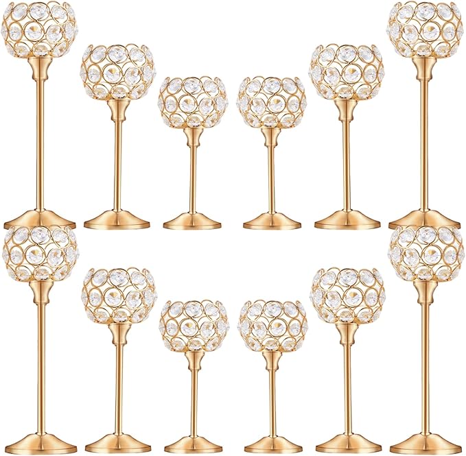 Crystal Candle Holders Set of 16 by Unknown