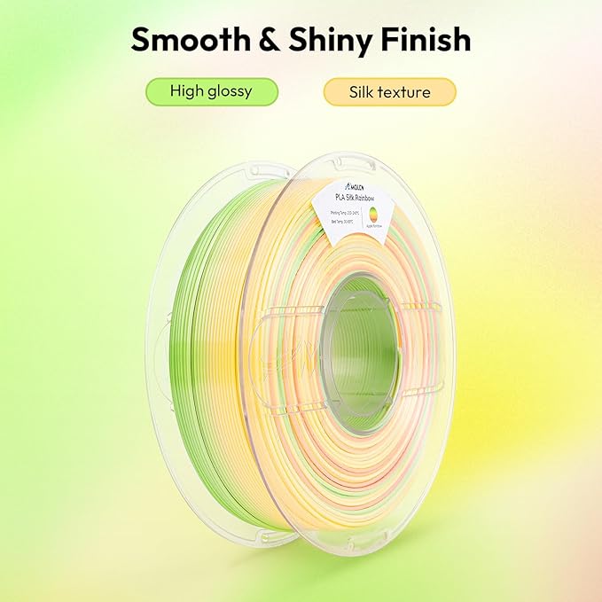 AMOLEN Silk PLA 3D Printer Filament, Shiny Multicolor Rainbow PLA Filament - Image 2