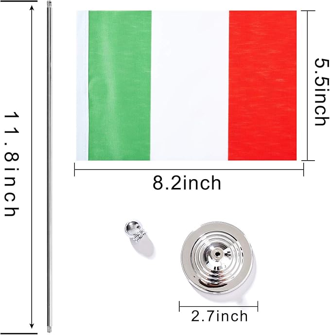 ZXvZYT 2 Pack Italy flag Italian Table Flag Small Mini Italian Desk Flags - Image 2