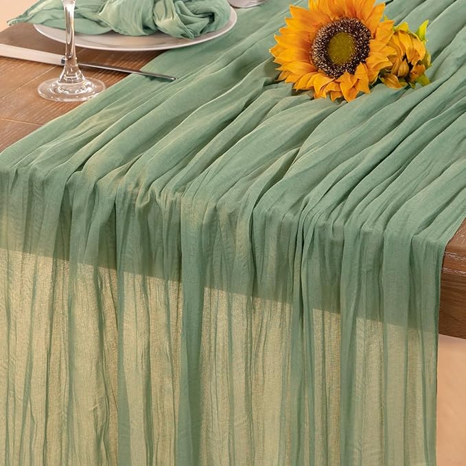 Sage Green Cheesecloth Table Runner 4 Pack Fall Table Runners Boho Gauze 120 - Image 6