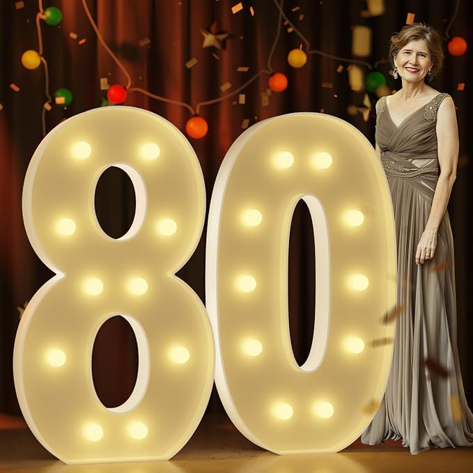 Marquee Numbers 4 Feet Tall Large Light Up Numbers 80th Birthday Decorations by Letsmakeitimpressive