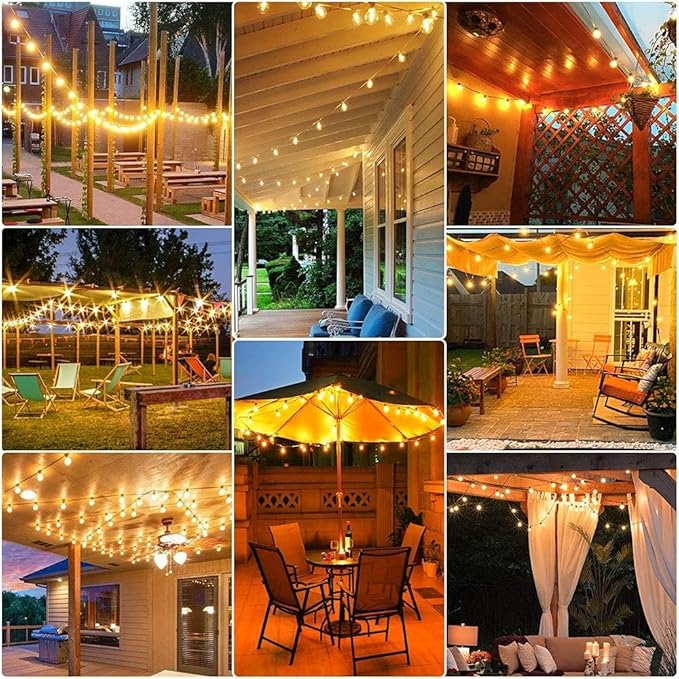 RTTY Outdoor String Lights 200ft, 2 Pack 100ft G40 Led Patio Globe Lights - Image 8